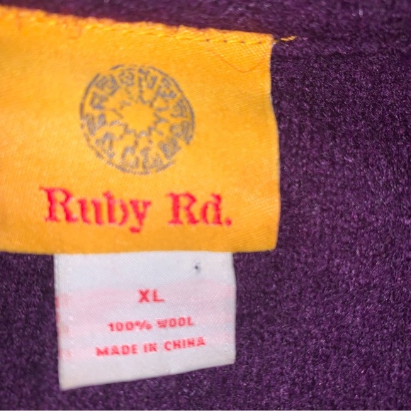 Ruby Rd. Purple Pea Coat with Relaxed Fit and High Collar - Picture 3 of 5